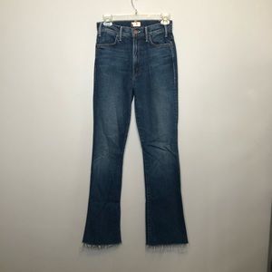 MOTHER Hustler Fray crop high rise jeans